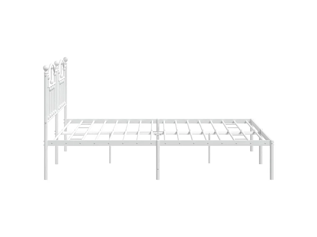 Cadre de lit métal sans matelas et tête de lit blanc 183x213 cm