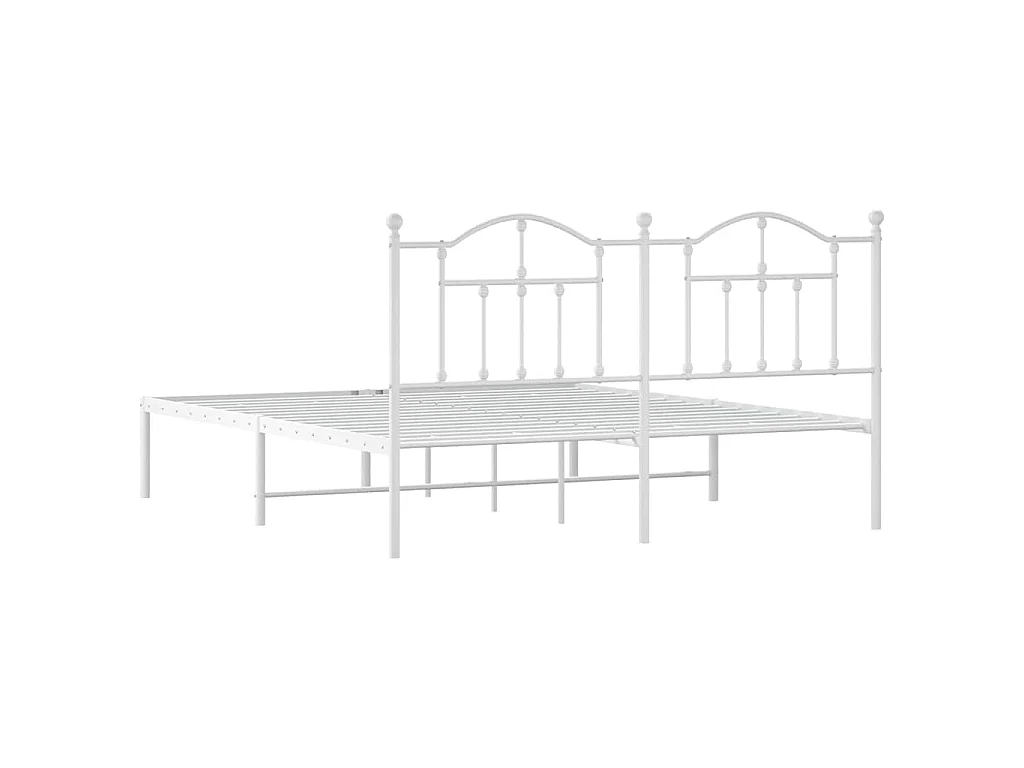 Cadre de lit métal sans matelas et tête de lit blanc 183x213 cm