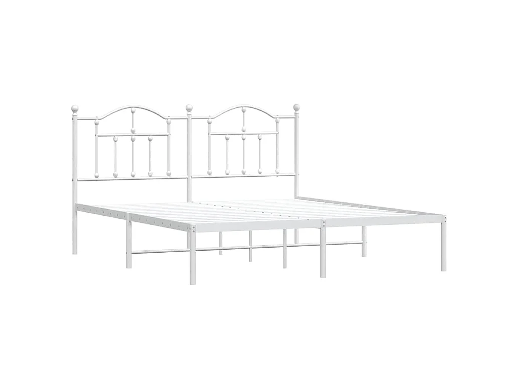 Cadre de lit métal sans matelas et tête de lit blanc 183x213 cm