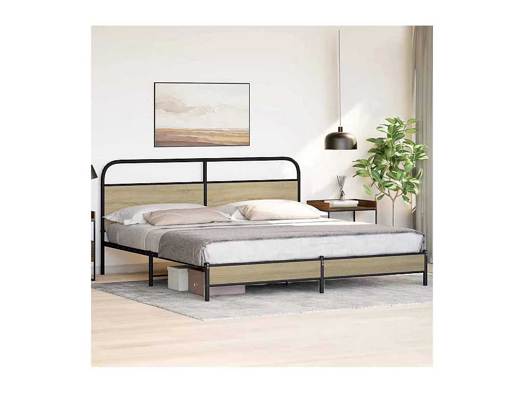Metallbett ohne Matratze Sonoma-Eiche 183x213 cm