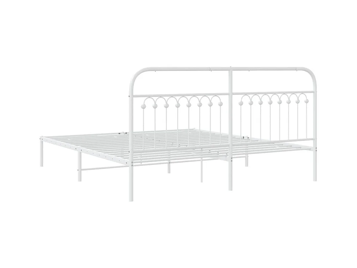 Bettgestell mit Kopfteil Metall Weiß 183x213 cm