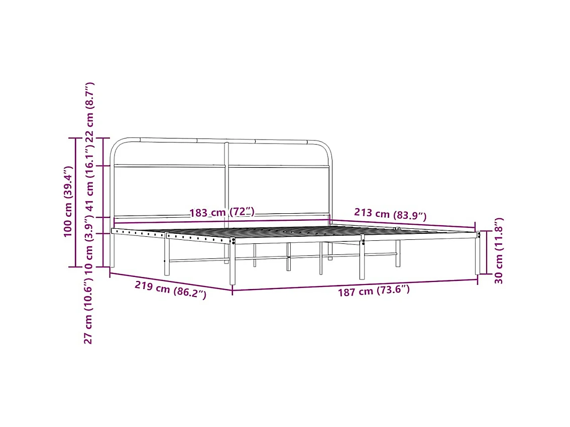 Bedframe zonder matras metaal sonoma eikenkleurig 183x213 cm