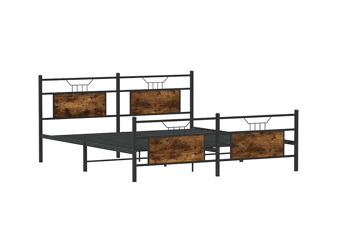 Cadre de lit en métal sans matelas chêne fumé 183x213 cm