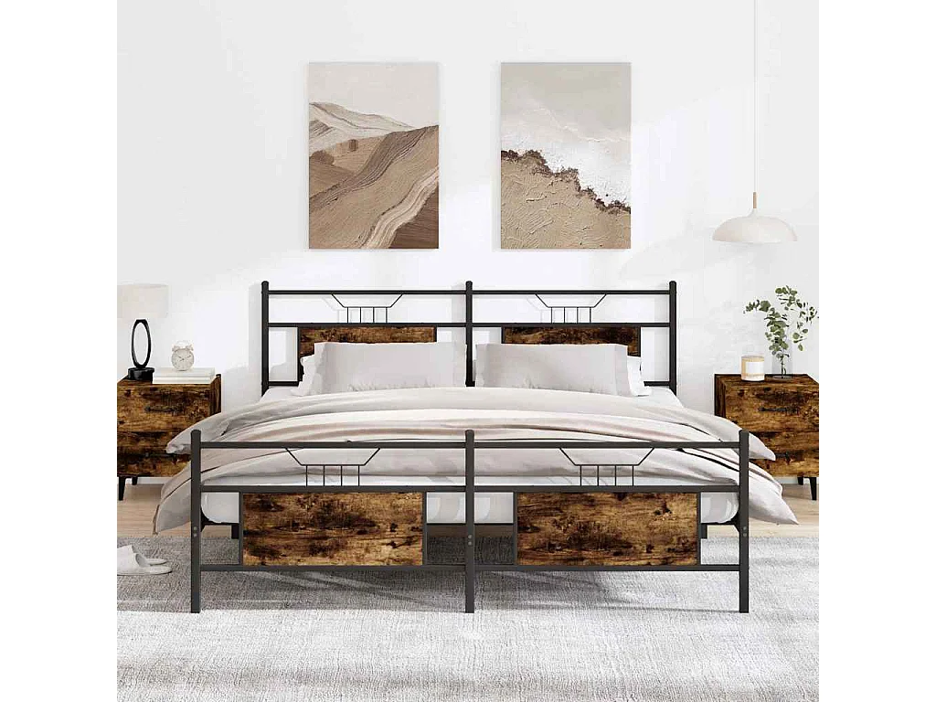 Giroletto senza Materaso in Metallo Rovere Fumo 183x213 cm