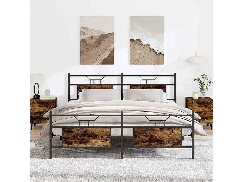 Giroletto senza Materaso in Metallo Rovere Fumo 183x213 cm