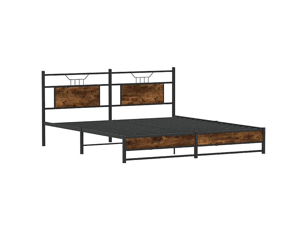 Cadre de lit en métal sans matelas chêne fumé 183x213 cm