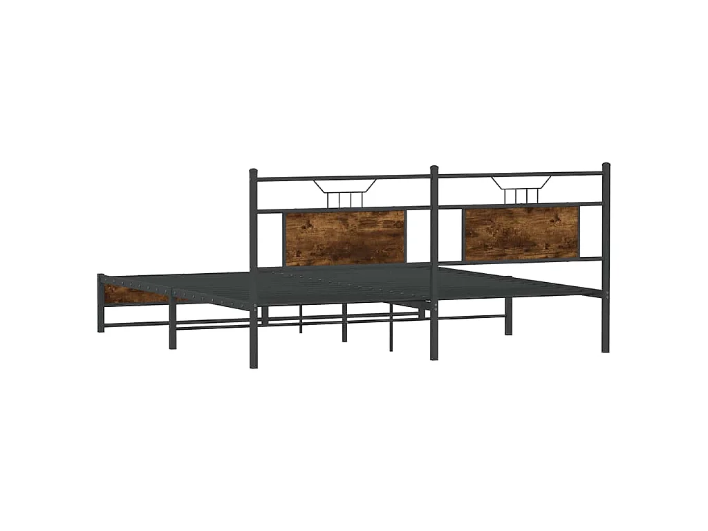 Cadre de lit en métal sans matelas chêne fumé 183x213 cm
