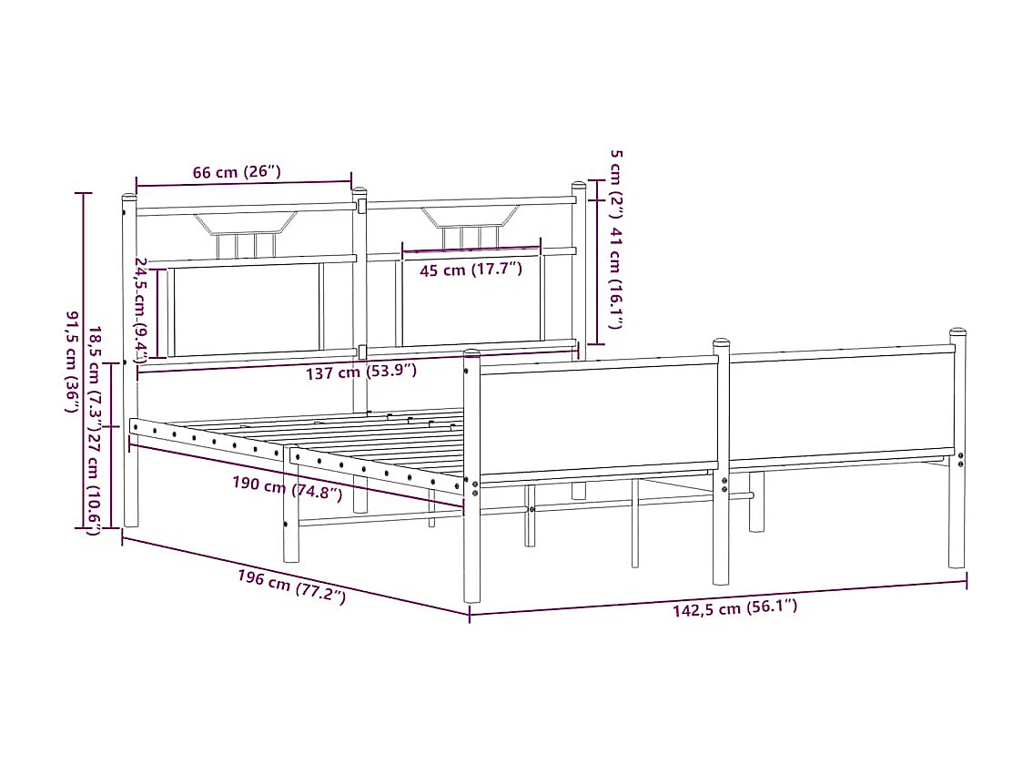 Bedframe zonder matras hout sonoma eikenkleurig 137x190 cm