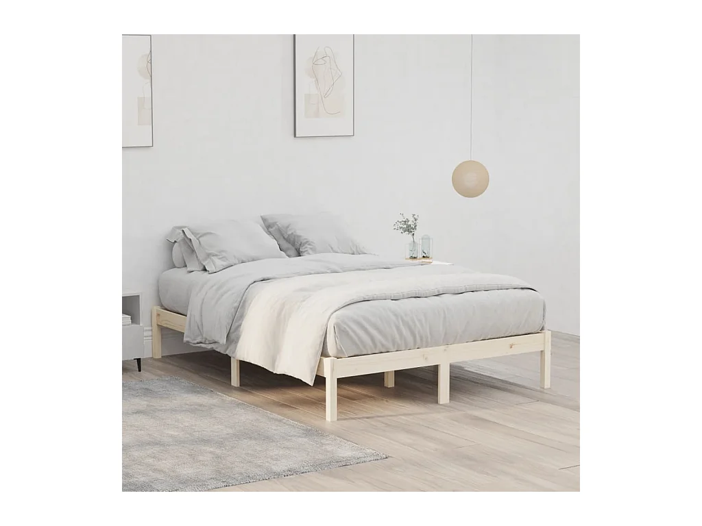 Cadre de lit sans matelas 137x190 cm bois massif de pin