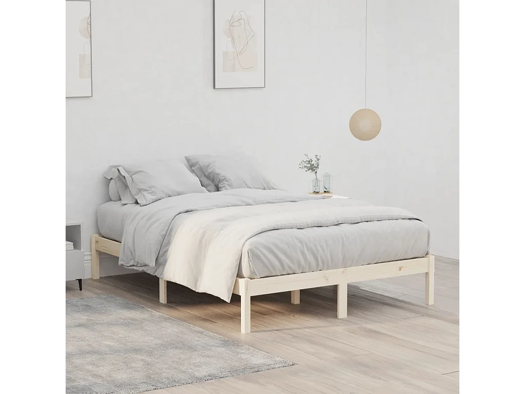 Cadre de lit sans matelas 137x190 cm bois massif de pin