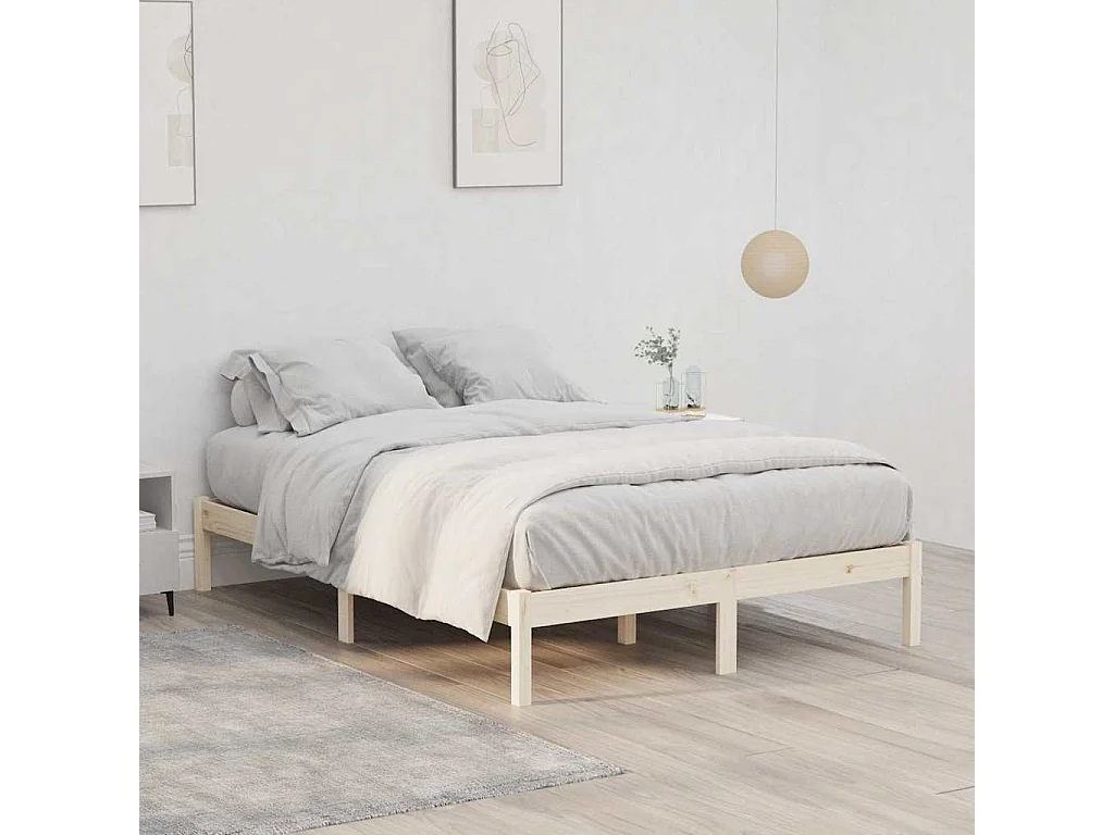 Cadre de lit sans matelas 137x190 cm bois massif de pin