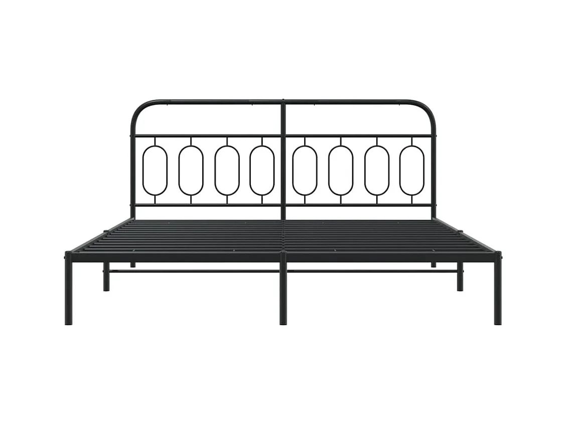 Cadre de lit métal sans matelas avec tête de lit noir 183x213cm