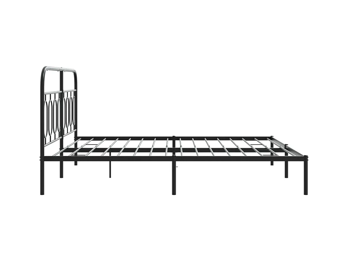 Cadre de lit métal sans matelas avec tête de lit noir 183x213cm