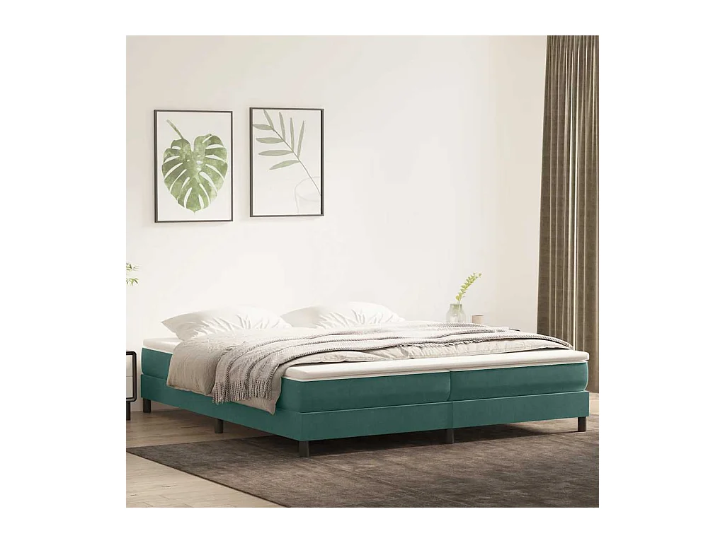 Letto a Molle senza Materasso Verde Scuro 200x210 cm Velluto
