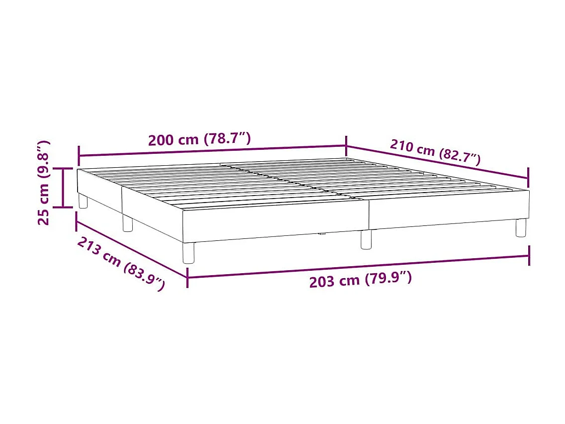 Sommier à lattes de lit sans matelas gris clair 200x210cm