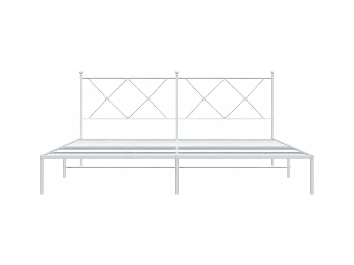 Bedframe met hoofdbord metaal wit 183x213 cm