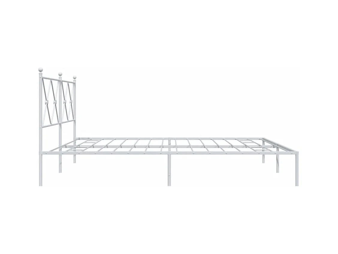 Bedframe met hoofdbord metaal wit 183x213 cm