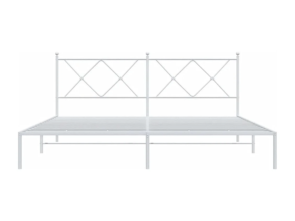 Cadre de lit métal sans matelas et tête de lit blanc 183x213 cm