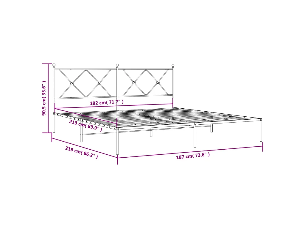 Bettgestell mit Kopfteil Metall Weiß 183x213 cm