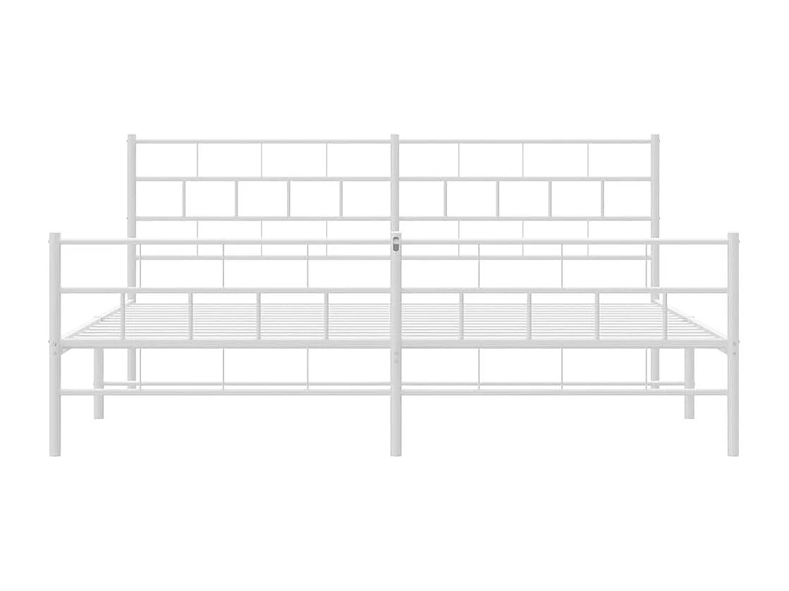 Cadre de lit métal sans matelas et pied de lit blanc 183x213 cm