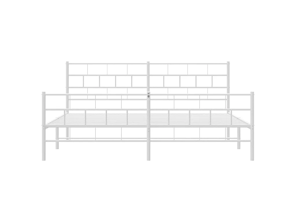 Cadre de lit métal sans matelas et pied de lit blanc 183x213 cm