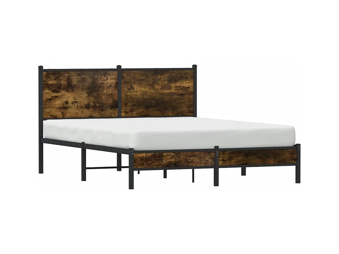 Cadre de lit en métal sans matelas chêne fumé 137x190 cm