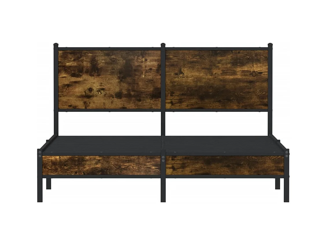 Cadre de lit en métal sans matelas chêne fumé 137x190 cm