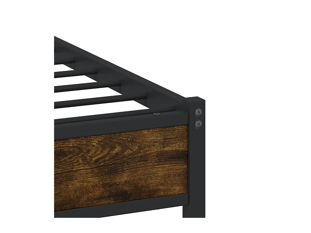 Cadre de lit en métal sans matelas chêne fumé 137x190 cm