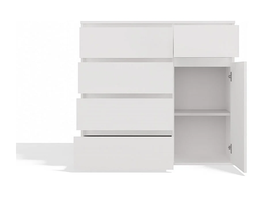 Komoda Malwa 1D5S | Biała | 100x40x93 cm | 5 Szuflad, 1 Drzwi