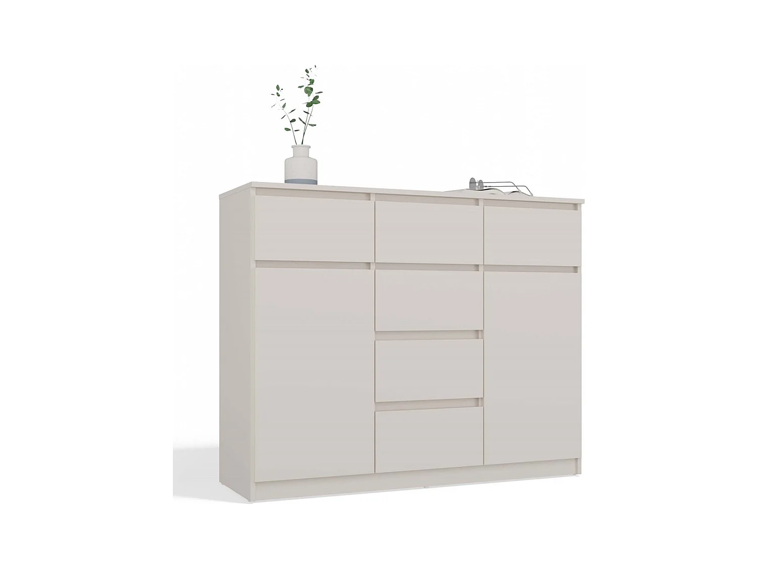 MALWA - Commode 6 tiroirs et 2 portes - 100x120x40 - chambre/bureau/salon - Blanc
