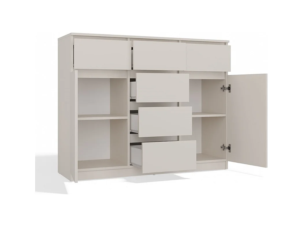 MALWA - Commode 6 tiroirs et 2 portes - 100x120x40 - chambre/bureau/salon - Blanc