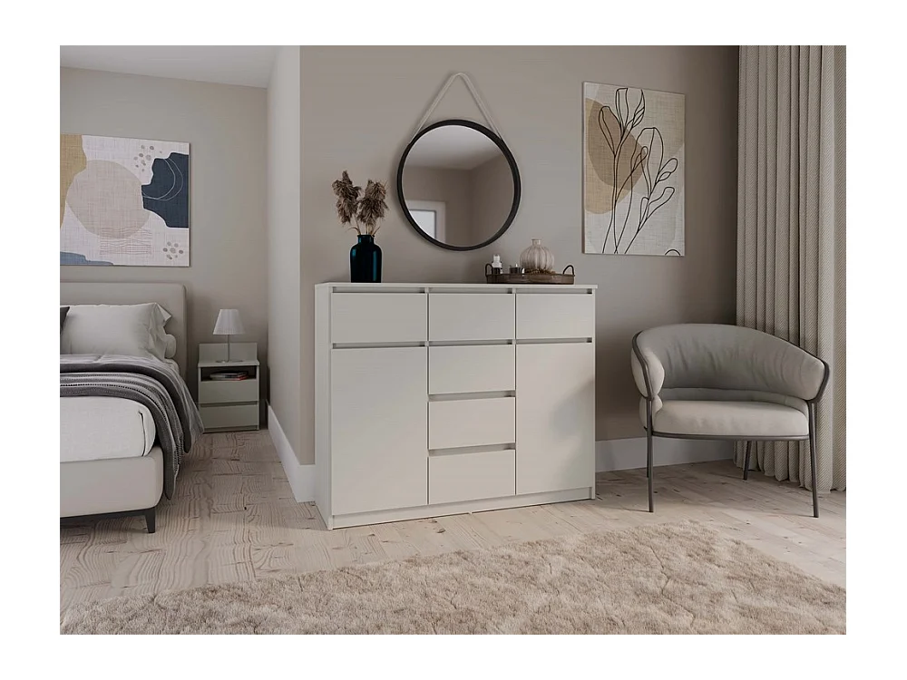 MALWA - Cómoda con 6 cajones y 2 puertas - 100x120x40 - dormitorio/oficina/salón