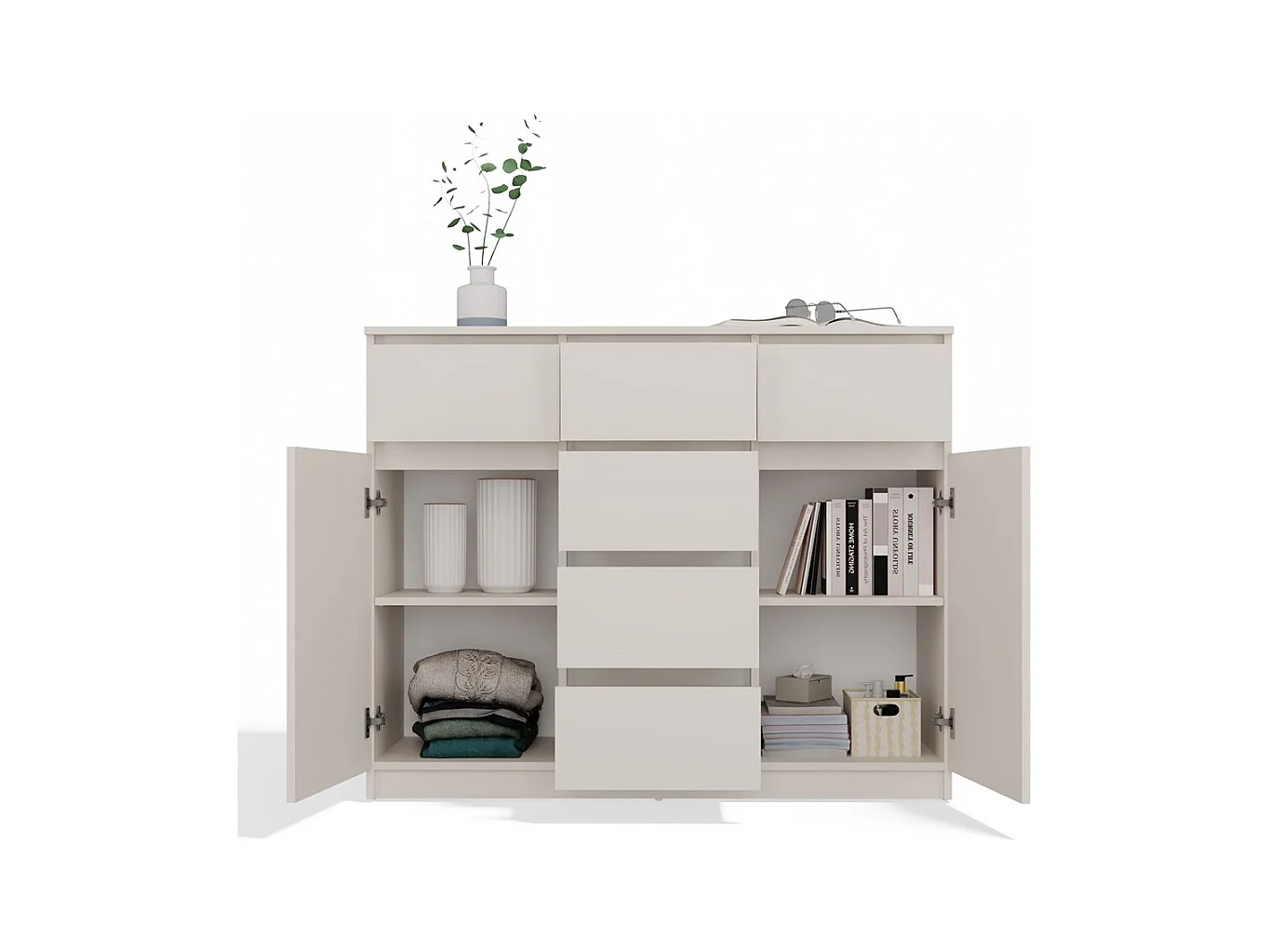 MALWA - Cómoda con 6 cajones y 2 puertas - 100x120x40 - dormitorio/oficina/salón