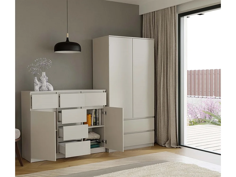 Komoda Malwa 2D6S | Kaszmir | 120x40x96,5 cm | 2 Drzwi, 6 Szuflad