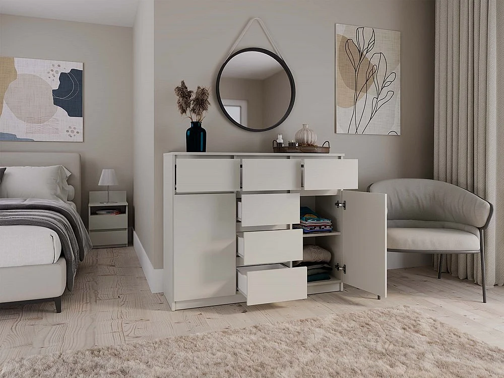 Komoda Malwa 2D6S | Kaszmir | 120x40x96,5 cm | 2 Drzwi, 6 Szuflad