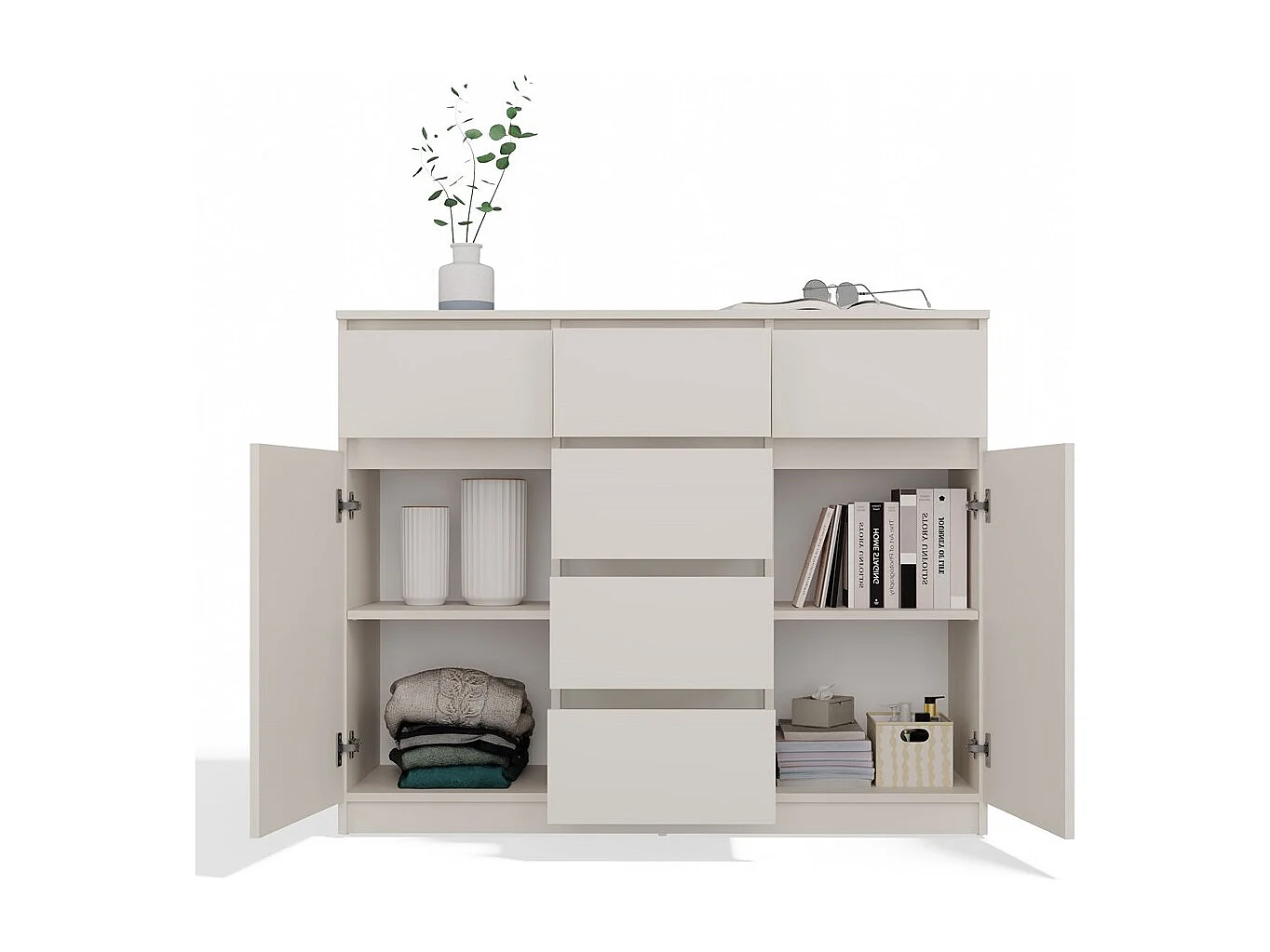 Komoda Malwa 2D6S | Kaszmir | 120x40x96,5 cm | 2 Drzwi, 6 Szuflad