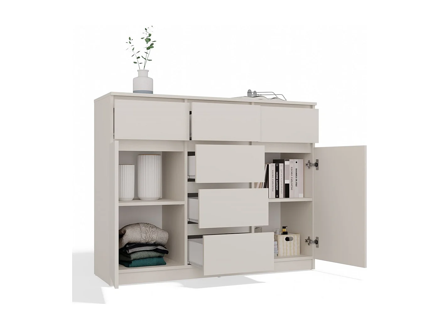 Komoda Malwa 2D6S | Kaszmir | 120x40x96,5 cm | 2 Drzwi, 6 Szuflad