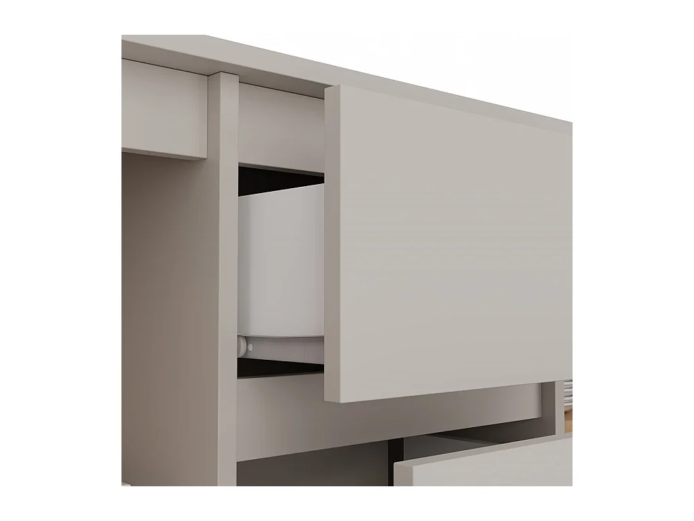 CAZAR - Commode 2 portes + 3 tiroirs - Dimensions : 75x120x40 - Buffet, rangement - Beige