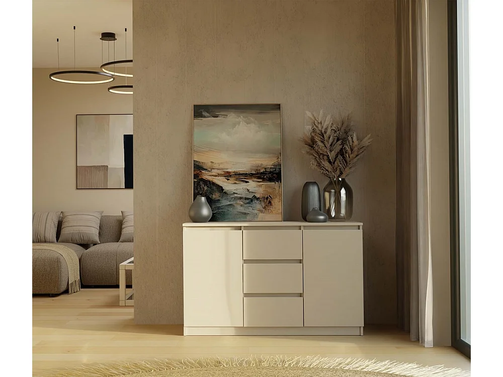 CAZAR - Cassettiera 2 ante + 3 cassetti - Dimensioni: 75x120x40 - Mobile contenitore - Cashmere