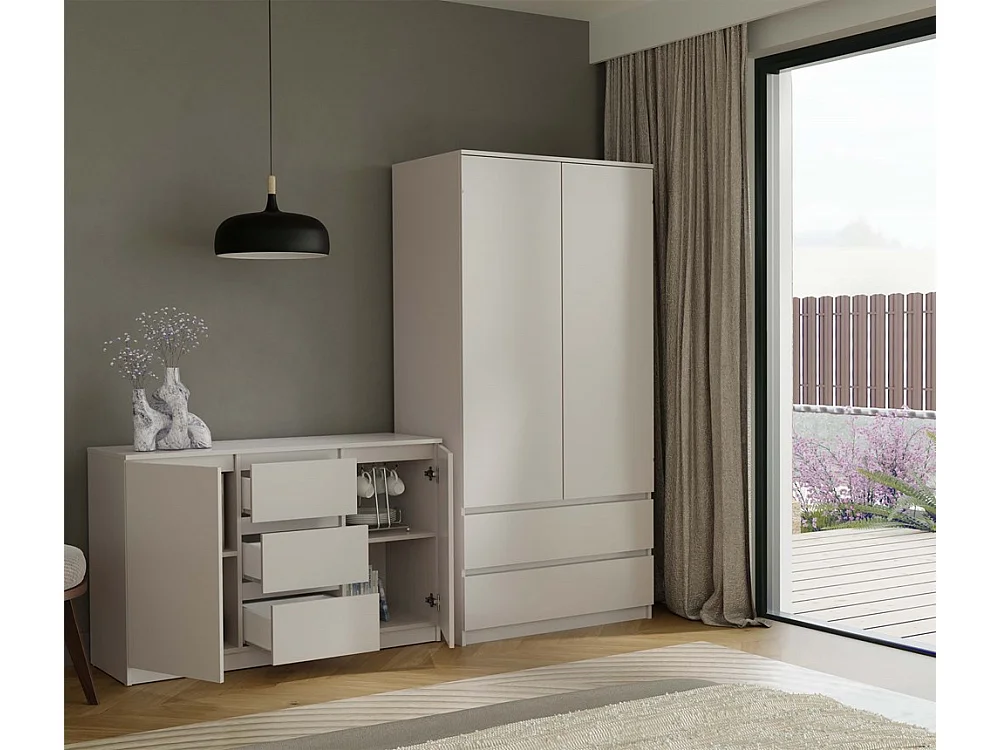 CAZAR - Cassettiera 2 ante + 3 cassetti - Dimensioni: 75x120x40 - Mobile contenitore - Cashmere