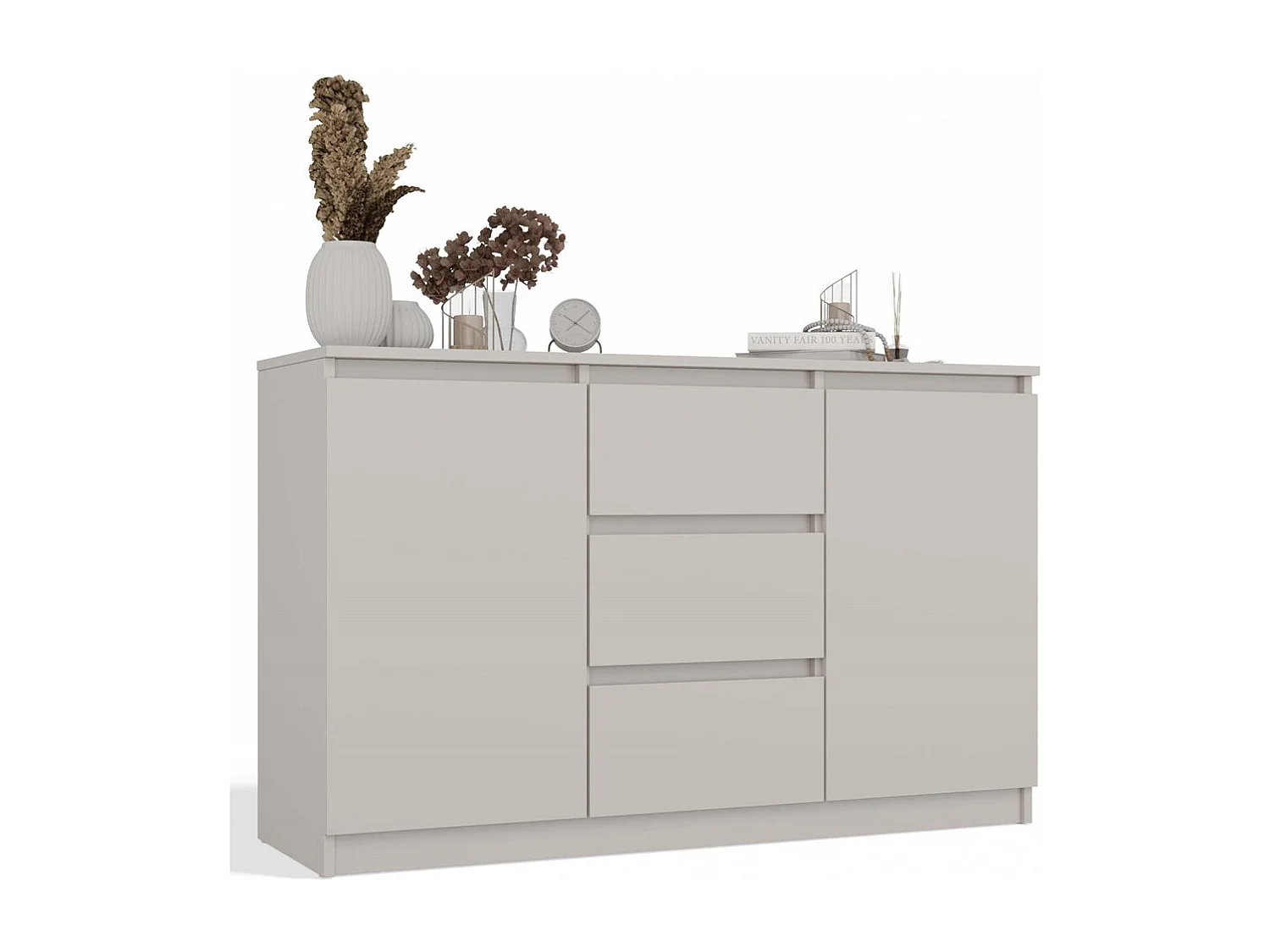 CAZAR - Cassettiera 2 ante + 3 cassetti - Dimensioni: 75x120x40 - Mobile contenitore - Cashmere