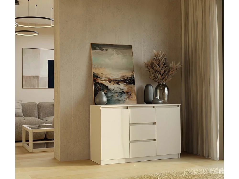 CAZAR - Cassettiera 2 ante + 3 cassetti - Dimensioni: 75x120x40 - Mobile contenitore - Cashmere