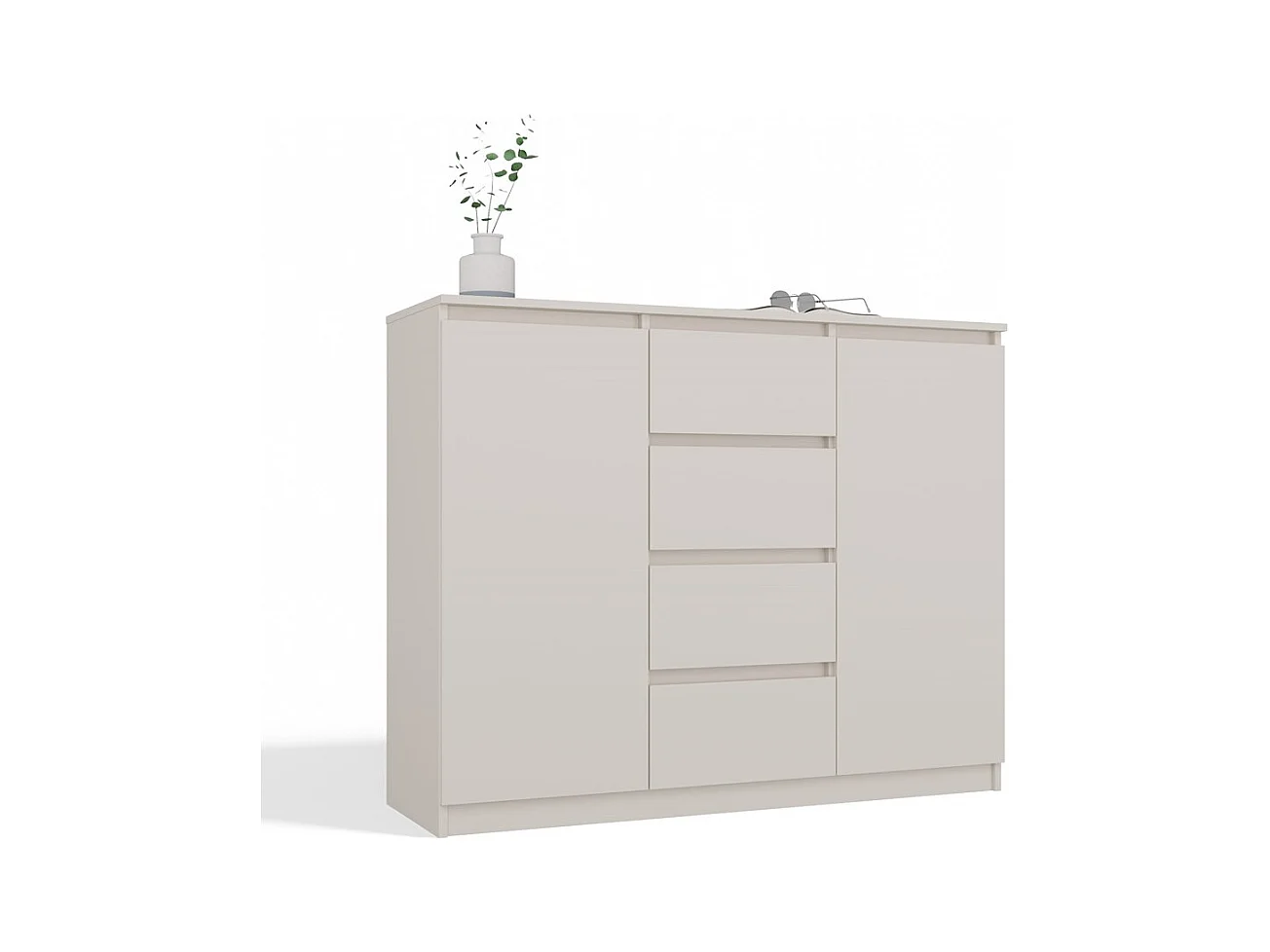 PARME - Cómoda de salón - 2 puertas + 4 cajones - 120x40x97 para salon o dormitorio - Beige