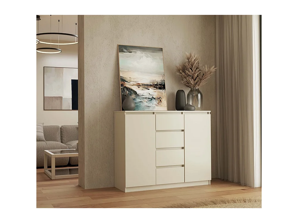 PARME - Cómoda de salón - 2 puertas + 4 cajones - 120x40x97 para salon o dormitorio - Beige