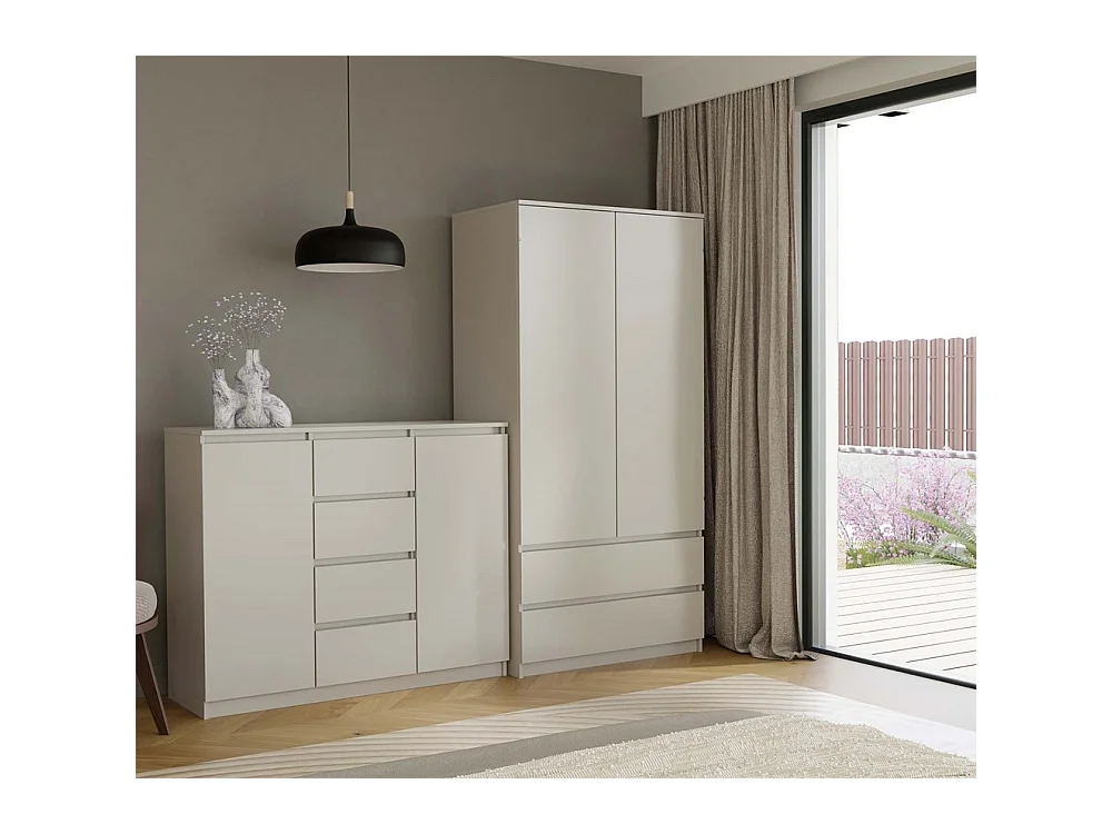 PARME - Cómoda de salón - 2 puertas + 4 cajones - 120x40x97 para salon o dormitorio - Beige