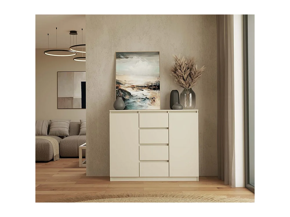 PARME - Cómoda de salón - 2 puertas + 4 cajones - 120x40x97 para salon o dormitorio - Beige