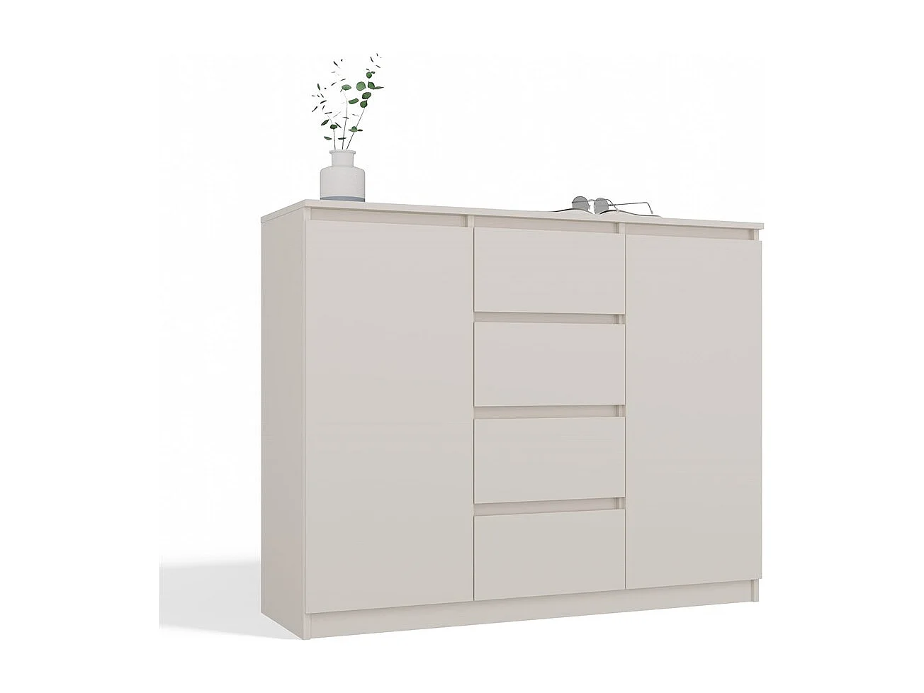 PARME - Cassettiera da soggiorno - 2 ante + 4 cassetti - 120x40x97 - Beige