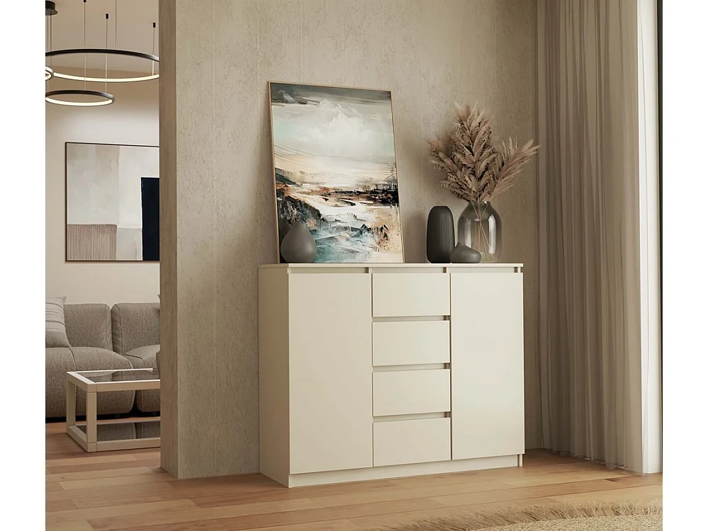 PARME - Cassettiera da soggiorno - 2 ante + 4 cassetti - 120x40x97 - Beige