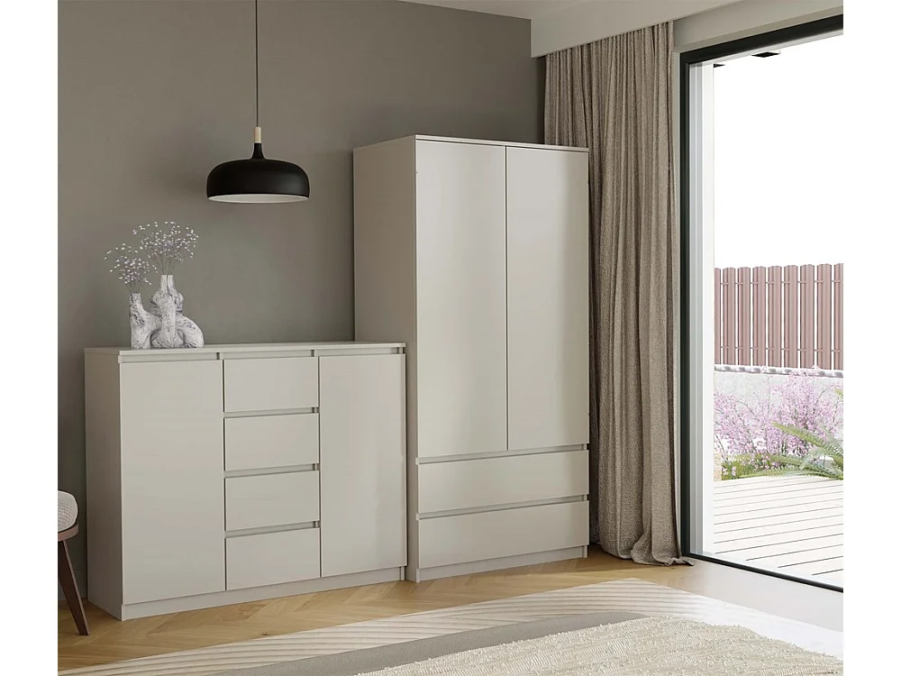 PARME - Cassettiera da soggiorno - 2 ante + 4 cassetti - 120x40x97 - Beige