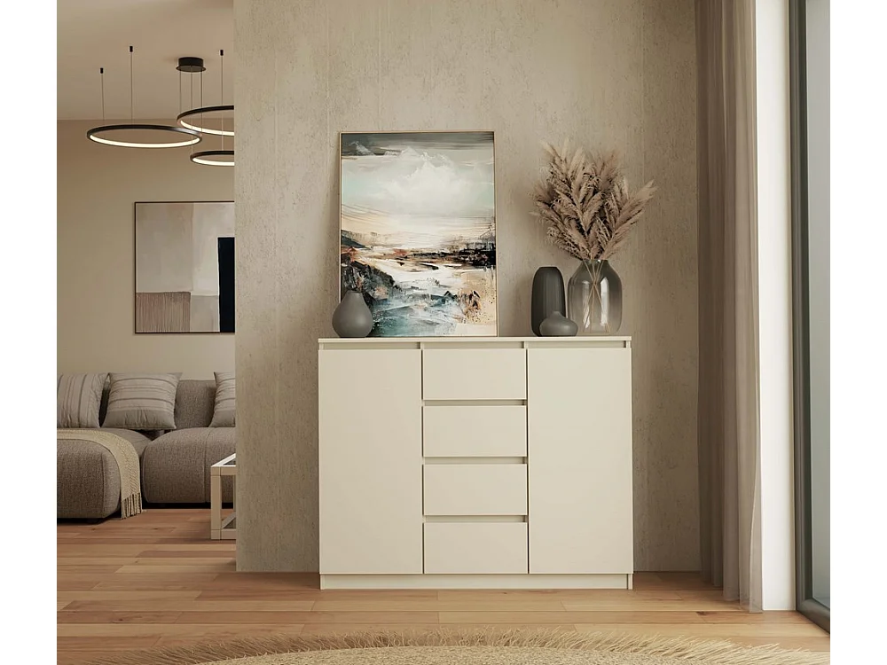 PARME - Cassettiera da soggiorno - 2 ante + 4 cassetti - 120x40x97 - Beige